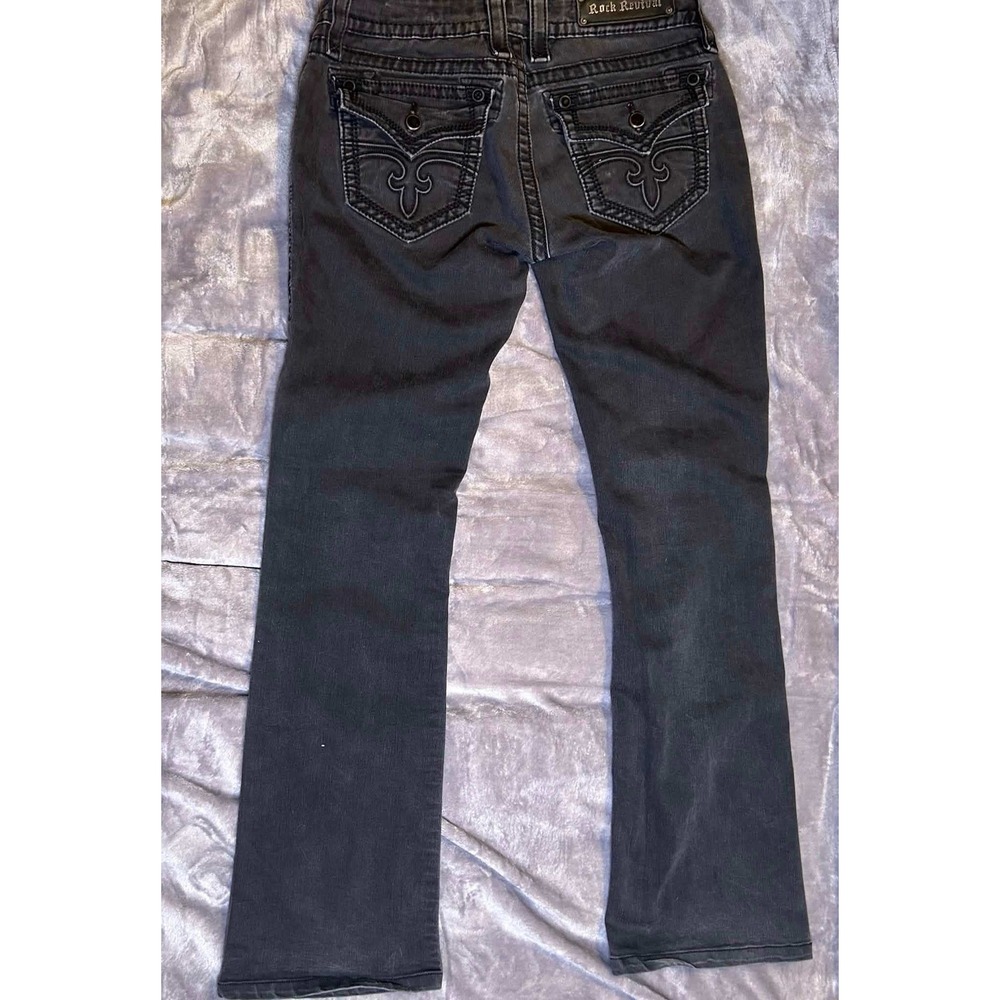 Rock Revival Celine Bootcut Jeans Dark‎ Grey RJ8146B28 Size 30 Low Rise Y2K Edgy